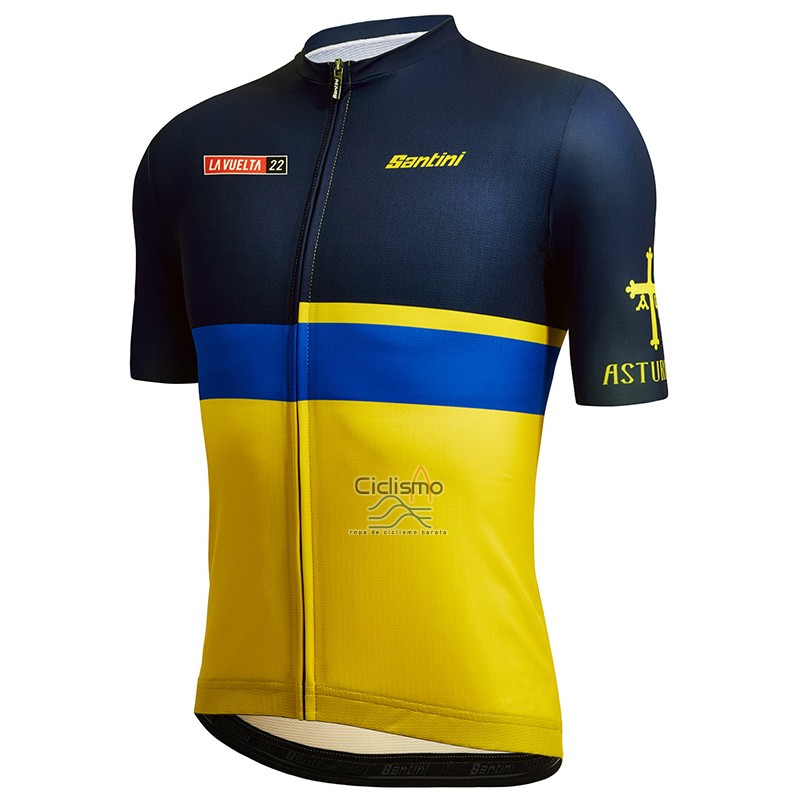 Vuelta Espana Ropa Ciclismo Culotte Corto 2022 Hombre Mangas Cortas Negro AMarillo
